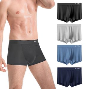 Mode heren ijs zijde ondergoed ademende slips boxer fitness sport hoge prestaties elastische traceless heren lingerie slipje 240105