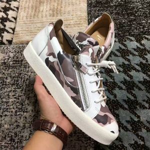 Baskets de luxe à fermeture éclair pour hommes, chaussures décontractées, semelle plate-forme en cuir camo et lacets, junior, bas, style de rue, baskets de mode sportive avec boîte 38-46EU