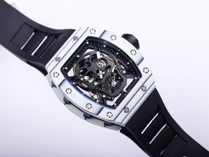 Fashion Men's Mechanical Watch Barrel Type 50/43/16mm Mouvement avanc￩ Cha￮ne Automatique Up Sports Ligne de caoutchouc Super Luxury Skull