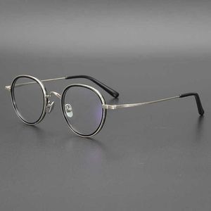 Lunettes de soleil d'extérieur pour hommes de mode, verres en titane pur sculptés à la main avec de l'herbe Fengling japonaise, style de la République de Chine, petite monture ronde Xu Zhimo