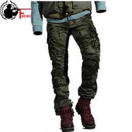 Pantalones para hombres de moda Primavera Algodón Camuflaje Militar Hombres Combate recto Casual Táctico Monos Pantalones masculinos 210715