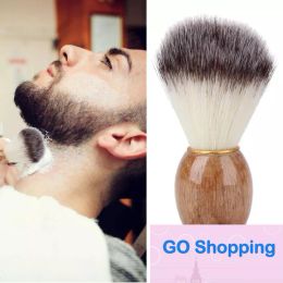 Mode hommes blaireau Salon de coiffure hommes visage barbe appareil de nettoyage outil de rasage brosse de rasoir avec manche en bois pour petit ami