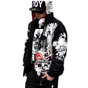 Moda para hombre Streetwear Sudaderas con capucha Sudaderas de gran tamaño Hip Hop Dance Hombres Sudadera con capucha estampada Hombre Street Punk Plus Size 210518