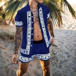 Mode hommes été survêtements Hawaii manches courtes 2 pièces ensemble haute qualité imprimé chemise hauts Shorts ensembles vêtements