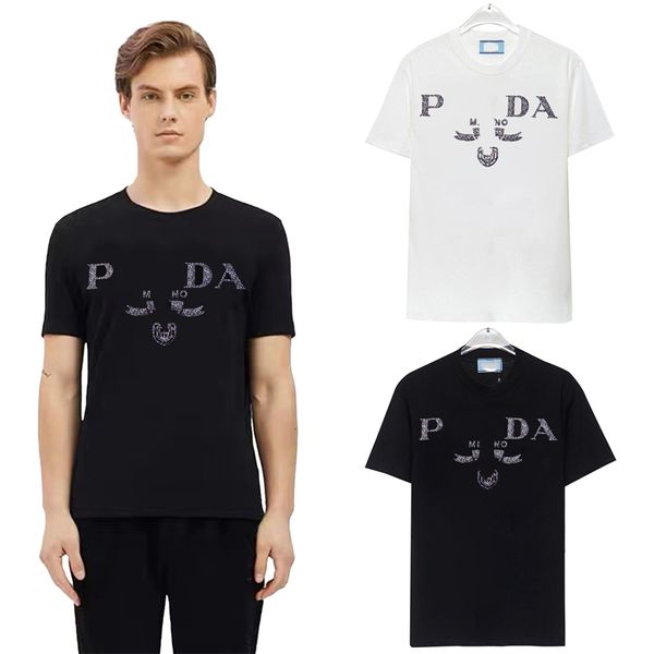 Mode hommes T-shirt marée strass lettres imprimés vêtements tendance américaine couple chemises de grande taille hommes taille S-3xl