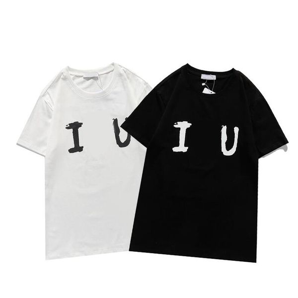 Camisetas de moda para hombre, camiseta de manga corta con estampado de letras y corazón informal para hombre, ropa de calle Hip Hop, ropa para hombre en blanco y negro