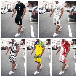 Mode hommes survêtement 2 pièces ensemble été couleur unie Pour lait costume chemise à manches courtes et Shorts surdimensionné homme vêtements 220606