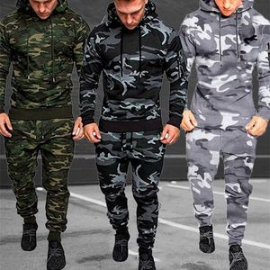 Mode Heren Trainingspak Jogging Pakken Sportsets Hoodies + Sweatpants Twee Stuk Outfits Casual Mannelijke Pullover Sweatshirts 211123