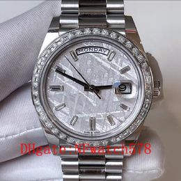 Motion de montre pour hommes Mouvement automatique Mouvement automatique de 40 mm Diamond Inlaid Sapphire Immasé Dalle 904L Sangle en argent en acier inoxydable