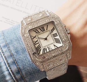 Mode heren horloges Women All Diamond Strap Quartz Automatische beweging Roestvrij stalen Mechanisch horloge Auto datum Deisgner Montre