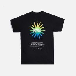 Mode herenkleding Kith Uprising Sun Tee Trendy Print 230g Zware korte mouw High Street Merk T-shirt