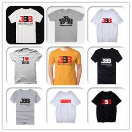 Mode Hommes Blanc Noir Gris T-shirt Ball Basketball Plein Coton À Manches Courtes Lâche BBB Mâle T-shirt T-shirts Imprimés Logos Si327B