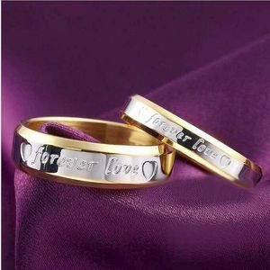 Mode Hommes Femmes Bague En Acier Inoxydable pour Bijoux Titane Couple De Mariage Amour Pour Toujours Anneaux Argent Or Noir Couleur En Gros