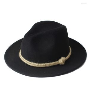 Fashion heren dames chapeu feminino fedora hoed voor heer brede rand vas jazz cap panama top zon 20 hoeden delm22