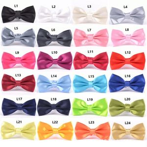 Fashion heren dames polyester zijden bowtie vaste kleur metaal metalen gespog strikbladen hoogwaardige verstelbare vlinderdaanvos optio261k