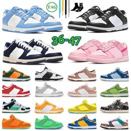 Chaussures de course pour hommes et femmes, baskets respirantes, rose, panda dunk, noir, gris, brouillard, haute qualité, résistantes à l'usure, chaussures de sport confortables, grandes tailles 35-47