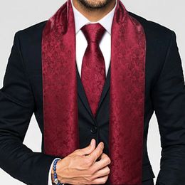 Fashion Men Scarf Tie Set Blue Gold Jacquard Paisley Silk Autumn hiver Hanky ​​Cuffer Casual Business Shawl Gift Barry.wang 240425