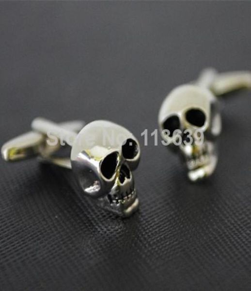 Fashion Men Shirt Skeleton Skull Cuffers Boucons Design High Quality Gift Silver Color Button Garments Accessory8221197