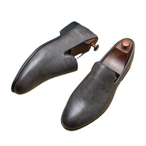 Mode hommes chaussures PU Simple gris sans lacet mocassins décontracté de haute qualité bureau robe de soirée bateaux chaussures taille 38-46