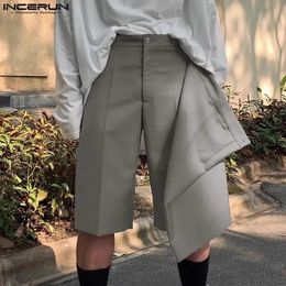 Fashion Men Shorts Solid Button Streetwear Losse Koreaanse stijl onregelmatige shorts Summer Casual Men Bottoms S-5XL Incerun 240402