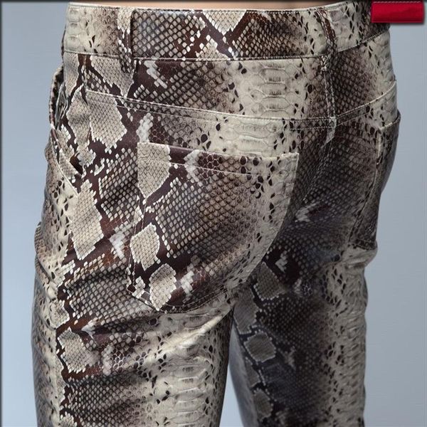 Mode Männer Slim Faux Python Snake Print Leder Hosen männer Persönlichkeit PU Leder Hosen Chandal Männlich Hohe Qualität 201118193w