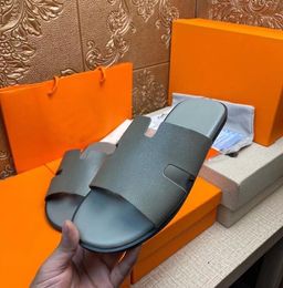 Mode Hommes Pantoufles Designer Sandales En Cuir Izmir Flip Flop Oran Heritage Sandales En Cuir De Veau D'été Paresseux Grande Plage Diapositives Occasionnelles 38-46 boîte