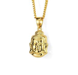 Fashion Men Small Bouddha Pendant Collier Rock Rock Micro Hip Hop Ments Bijoux Golden Silver Chain Colliers For Gifts4951986