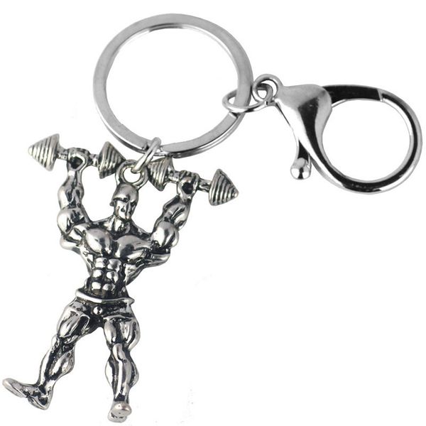 Porte-clés en métal pour hommes, série de sport, fitness, bijoux musculaires, haltérophilie, à la mode