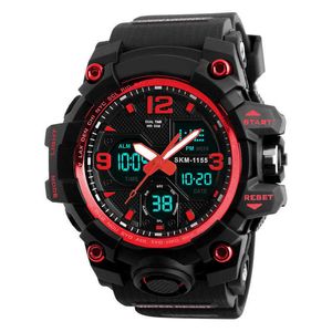 Mode Mannen Sport Timing Horloge Elektronische Horloge Dubbele Display Analoge 50-Meter Waterdichte Digitale LED-polshorloge Relogio Masculino G1022