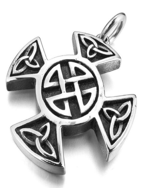 Mode hommes en acier inoxydable collier pendentif argent irlandais Triquetra noeud celtique es charme en acier inoxydable mens14076705885304