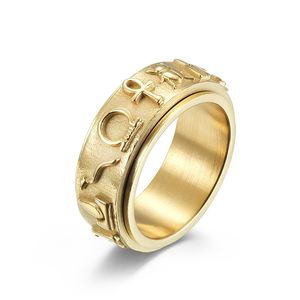 Mode mannen roestvrij staal punkring oude Egyptische symbolen dieren retro oude legende goede wens roteerbare heren s en dames ringen sieraden