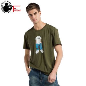 Mode Hommes T-shirt À Manches Courtes En Coton Imprimé Style De Bande Dessinée Mâle Col Rond T-shirt Casual Drôle T-shirt Ras Du Cou Top Tee Été 210518