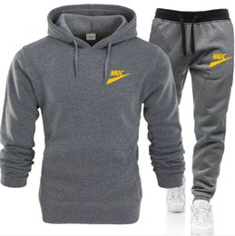 Fashion Men Tracksuit Outerwear Hoodie Set 2 stuks Autumn Sporting Track Suite Mannelijke Fitness Sweatshirts Jacket broek Sets