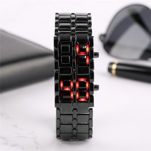 Mode Mannen Horloge Heren Horloges Volledig Metalen Digitale Polshorloge Rode LED Samurai voor Mannen Jongen Sport Eenvoudige Horloges relogio masculino13218