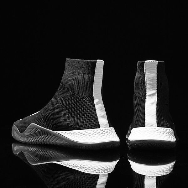 Mode hommes femmes chaussures décontractées plat extérieur Sneaker couleur noire tricot baskets taille 39-44