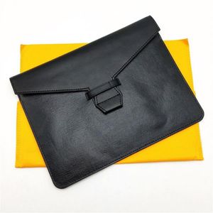 Mode hommes femmes pochette sac classique documents sacs pochette mémo couverture toile caotée avec véritable cuir reçu pochette couverture embrayage 219V