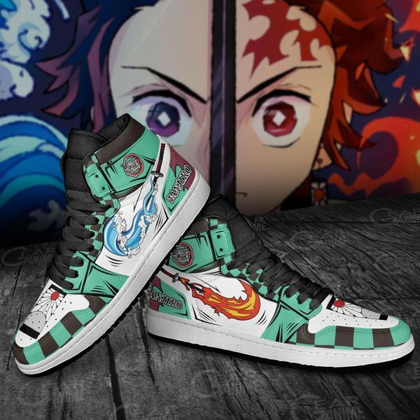 Moda Hombres Mujeres Zapatos de vestir Tanjrou Agua Sol Respiración J1 Zapatillas de deporte de anime Italia Popular Tops altos Manga Diseñador de cuero Animes personalizados Zapatos deportivos para correr EU 36-48