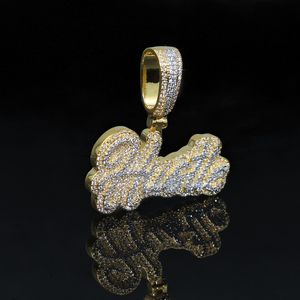 Mode Mannen Vrouwen Hip Hop Hustle Brief Hanger Ketting Iced Out Bling 5A CZ Zirconia Ketting Punk Rapper sieraden