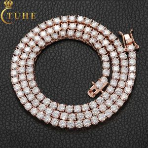 Fashion Men Women Sieraden 5 mm Rose Gold vergulde Sterling Sier VVS Moissanite Diamond Classic Tennis Chain Necklace