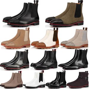 Moda Hombres Mujeres Botas de tobillo de lujo Picos de melón Bota plana Italia Hermosa gamuza Piel de becerro Diseño de suela de goma Botín informal Fiesta de bodas Botines cortos Caja EU 35-47