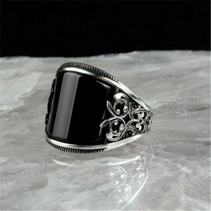 Bague en métal et argent pour hommes et femmes, bijoux à la mode, motif d'huile noire, taille 7-12