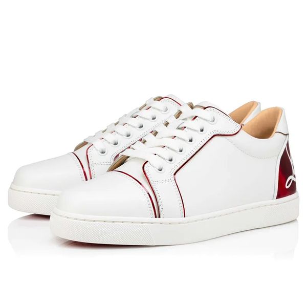 Moda Hombres Mujeres Zapato rojo Parte inferior Zapatos casuales Senior Diversión Vieira Zapatillas planas Clásico Blanco Tops bajos Banda elástica Piel de becerro Diseñador Casuales Spike Tenis Entrenadores