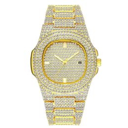 Mode Mannen Vrouwen Horloge Diamond Iced Out Designer Horloges 18K Goud Roestvrij Staal Quartz Man Vrouw Gift Bling Polswat2660