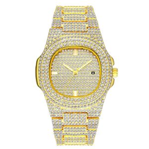 Fashion Mannen Vrouwen letten op de Diamond Iced Out Designer Watches 18K Gold Stainless Steel Quartz Man Vrouw Gift Bling Horloge