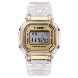 Mode hommes femmes montres or décontracté Transparent numérique Sport montre amoureux cadeau horloge étanche enfants enfant poignet 3015