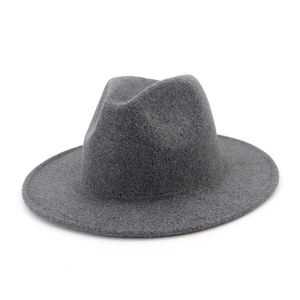 Mode mannen vrouwen wollen jazz fedora hoed dop effen kleur vlakke rand trilby voelde Panama formele hoed party carnaval gokblaker chapeau