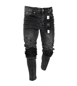 Fashion Men039s Jeans Nouveau trou de glissière élastique de nouveau noir couleur pantalon hip hop noir l3xl5552807