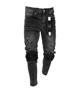 Fashion Men039s Jeans Nouveau trou d'élastique élastique de nouveau trou noir pantalon hip hop noir l3xl7684802