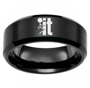 Fashion Men039s Rings Fk It Funny Humor Joke Roestvrij staal Band Maat 6136507701