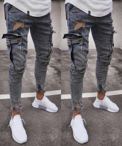 Fashion Men039s Jeans de motard skinny déchiré en jean de pantalon de pantalon à long pantalon de jean en jean83359385226027